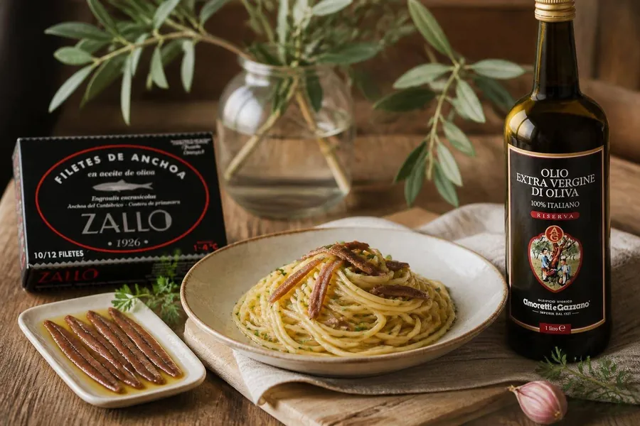 Pasta alle acciughe del Cantabrico