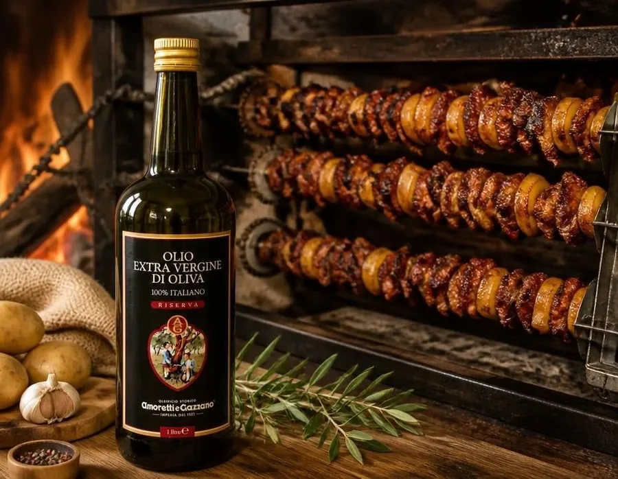Spiedo bresciano con carni miste, salvia e patate